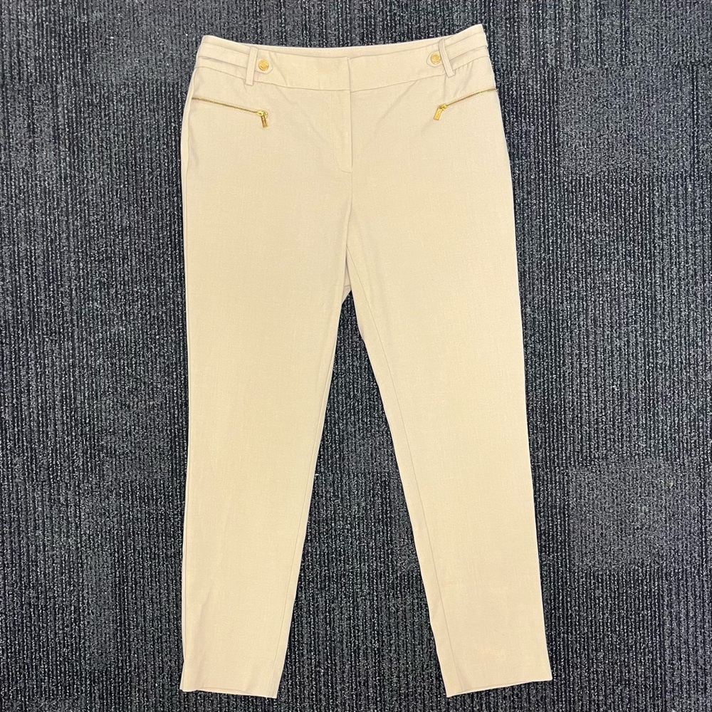 Calvin Klein Khaki dress pants with gold‎ details size 10